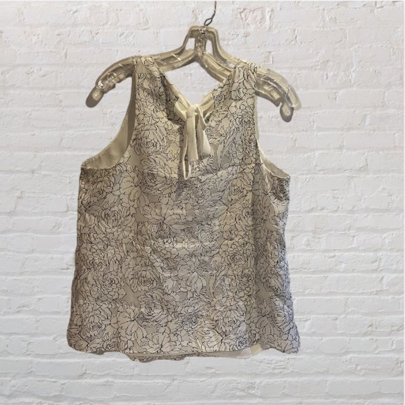 BANANA REPUBLIC -- Summer Top, Loose & Flowy, Black/White with Tie Back, Lined - Picture 5 of 11